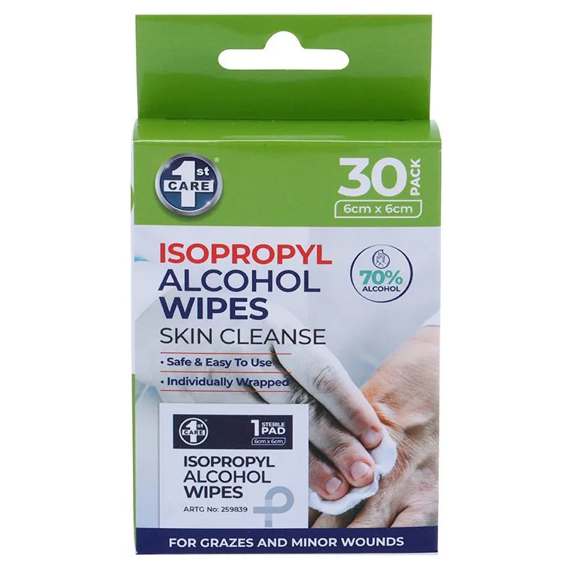 1st Care Alcohol Swab Wipes 6cm x 6cm 30pk