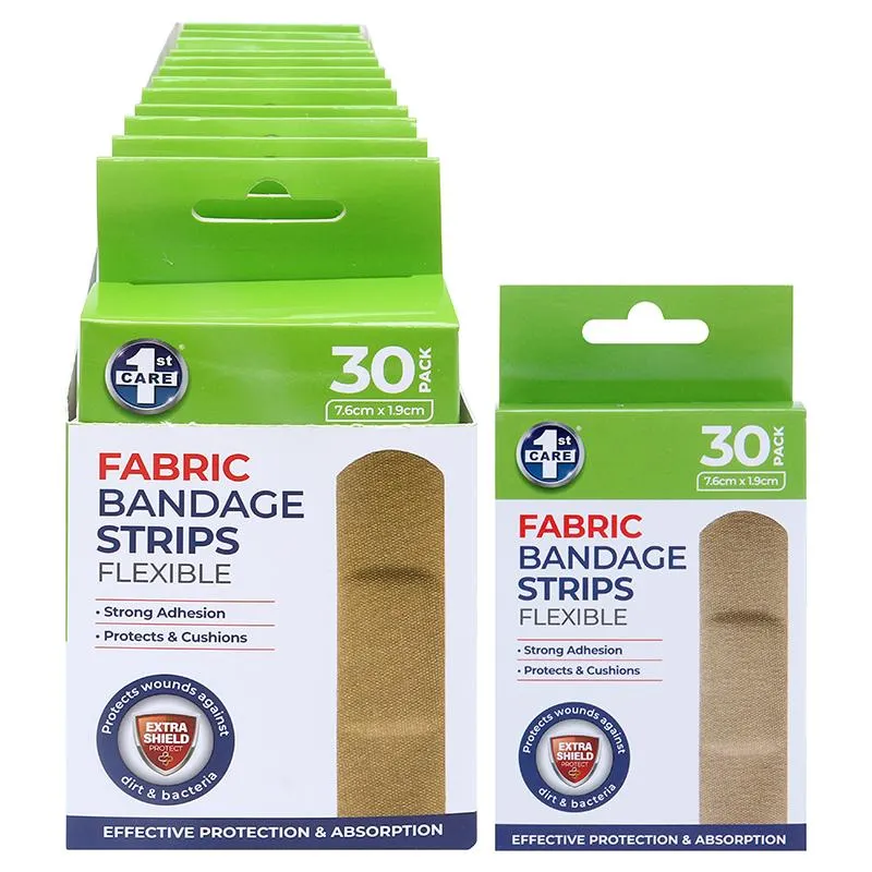 1st Care Bandage Strips Flexible 7.6cm x 1.9cm 30pk - Fabric