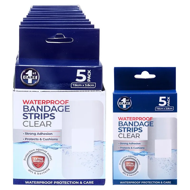 1st Care Bandage Strips Waterproof Clear 7.6cm x 3.8cm 5pk - PE