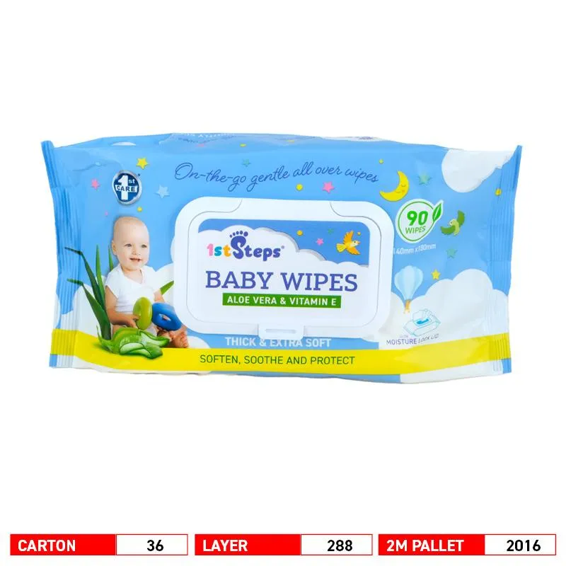 1st Steps Baby Wipes Aloe & Chamomile 90pc
