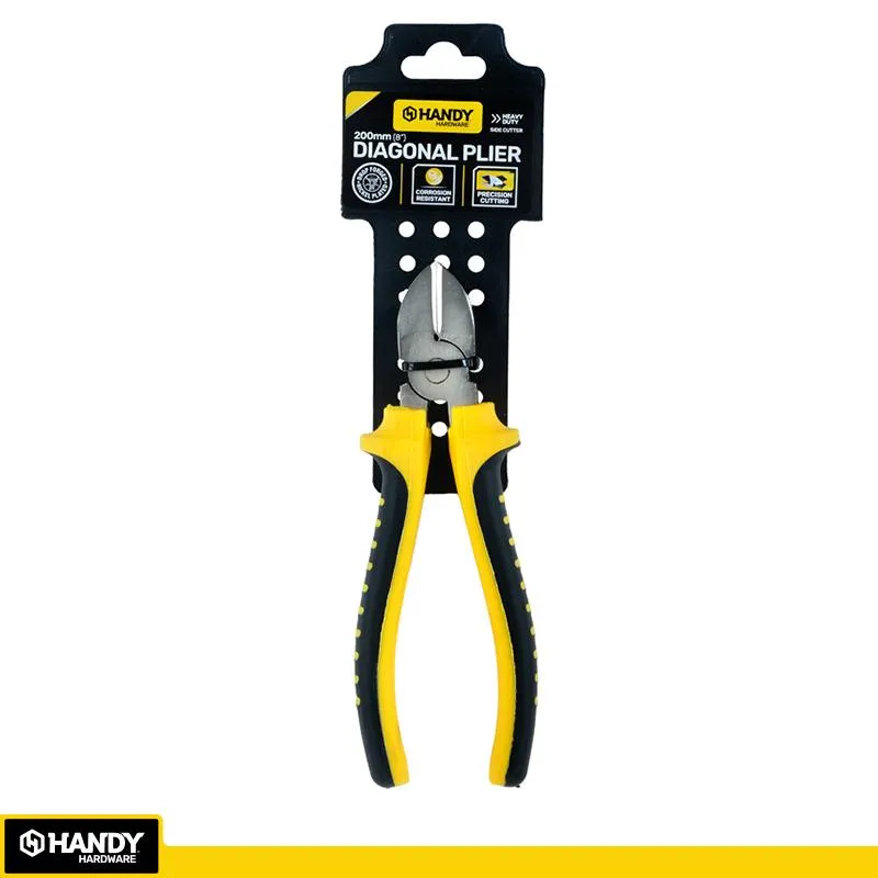 Handy Plier Premium Diagonal Comfort Grip Handle Black & Yellow 200mm