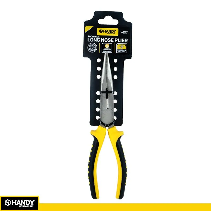 [278220] Handy Plier Premium Long Nose Comfort Grip Handle Black & Yellow 200mm
