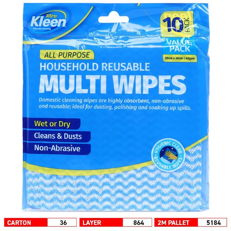 Kleen Wipes All Purpose 30cm x 30cm 10pk