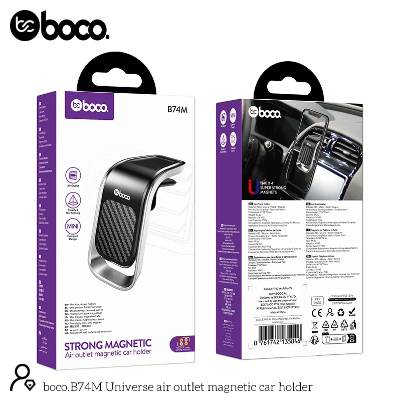 [B74M] boco. B74M Air Outlet Magnetic Car Holder Black/Silver