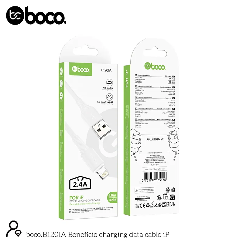 boco. B120IA IP Charging Data Cable White