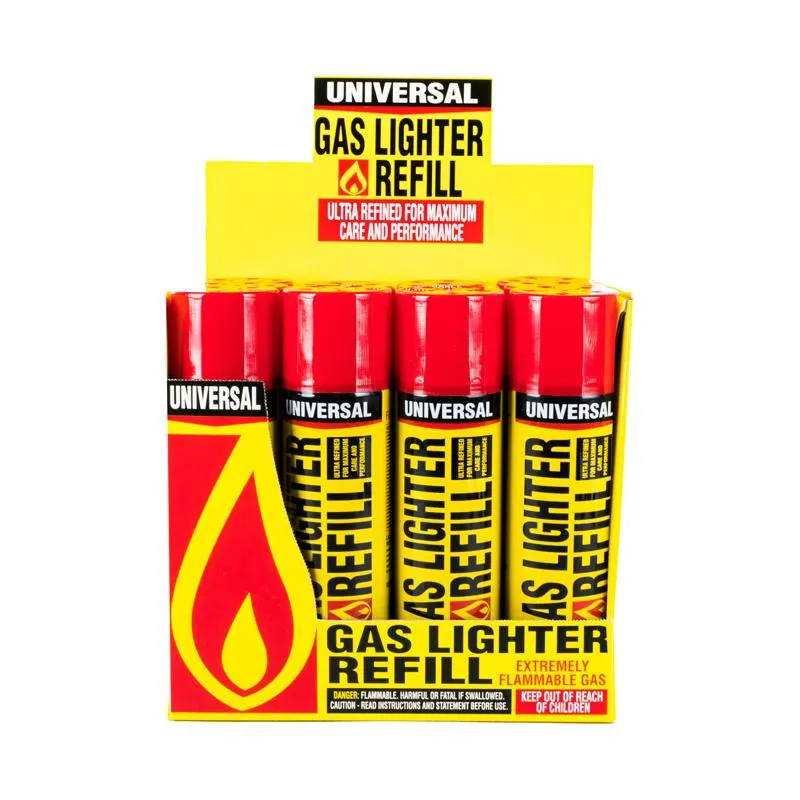 Lighter Gas Refill Butane With 5 Nozzle Attachments - 250mL